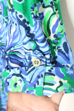 NEW Lilly Pulitzer Blue and Green Paisley Print 3 Quarter Sleeve Dress | L
