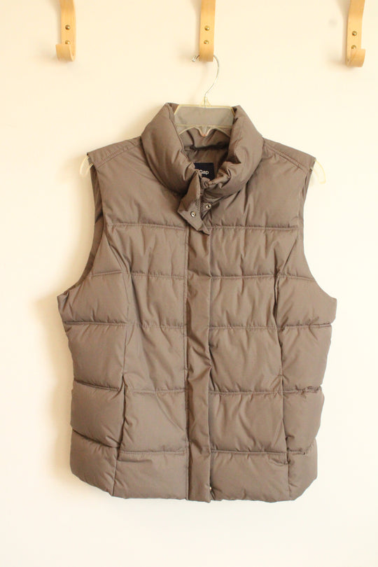 Gap Light Brown Puffer Vest with Pockets | L