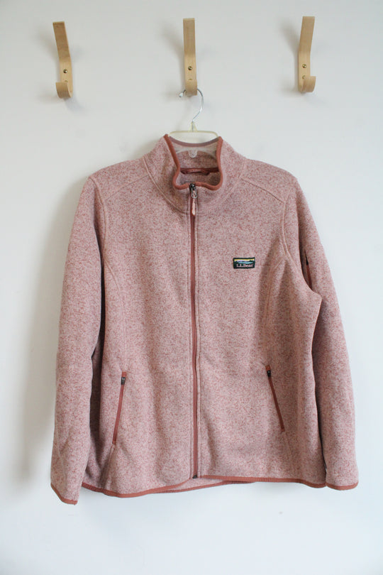 L.L. Bean Dusty Rose Heathered Fleece Lined Full Zip Jacket | 2X Plus