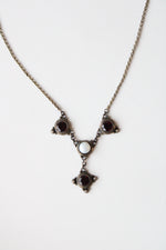 Sterling Silver Red Stone & Pearl Gothic Style Necklace