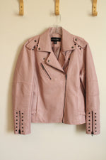 Colleen Lopez Pink Faux Leather Motorcycle Jacket | L