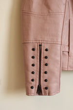 Colleen Lopez Pink Faux Leather Motorcycle Jacket | L