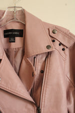 Colleen Lopez Pink Faux Leather Motorcycle Jacket | L