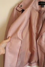 Colleen Lopez Pink Faux Leather Motorcycle Jacket | L