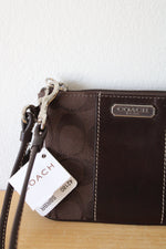 NEW Coach Brown Monogram Zip Top Wallet