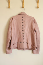 Colleen Lopez Pink Faux Leather Motorcycle Jacket | L