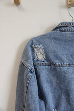 Shein Distressed Cropped Denim Jacket | L