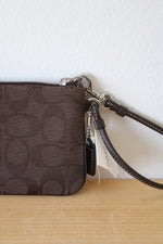 NEW Coach Brown Monogram Zip Top Wallet