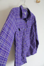 Cabela's Purple & Gray Plaid Button Down Shirt | L