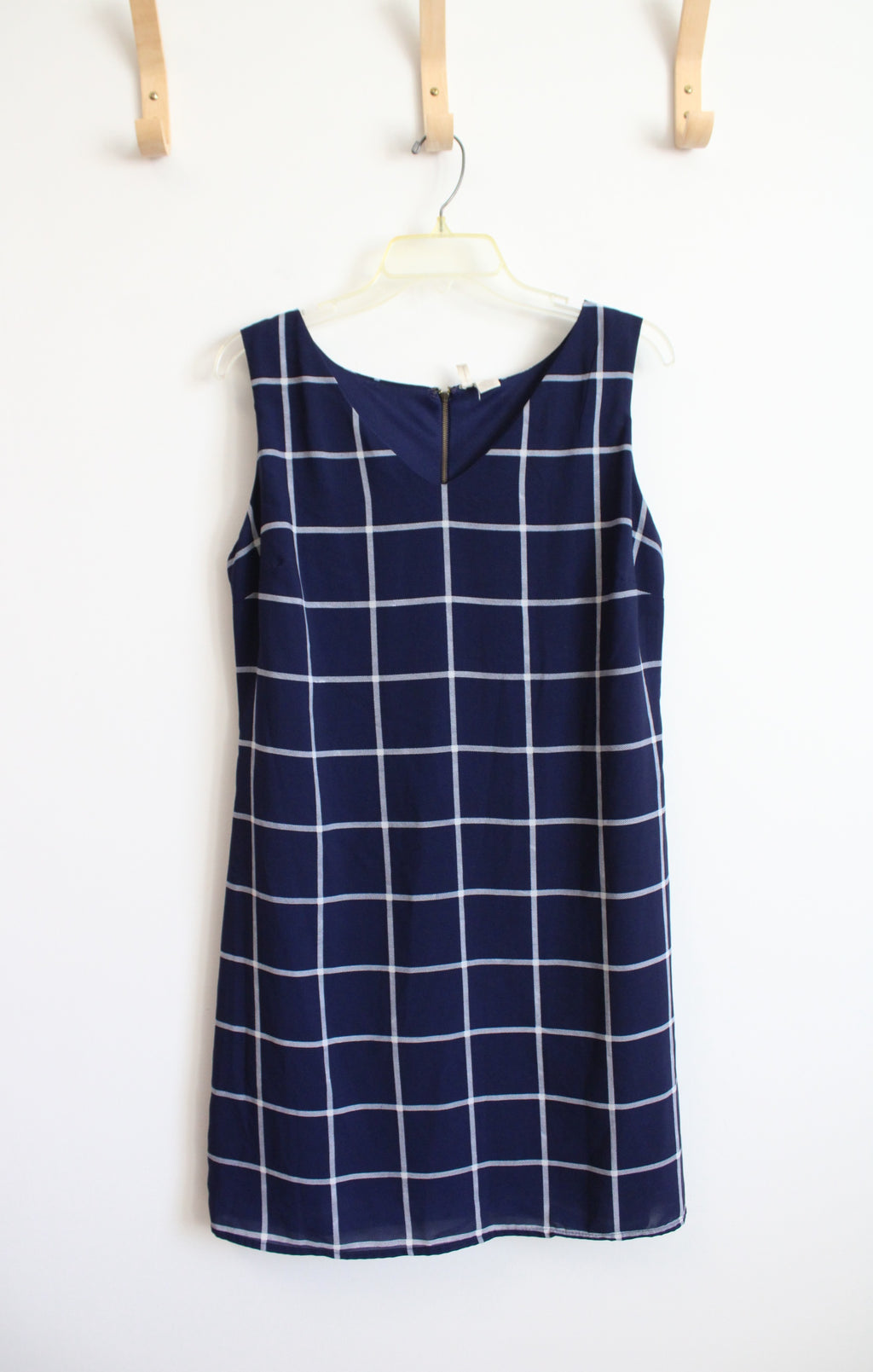 Japna Navy & White Plaid Sleeveless Dress | L