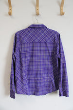 Cabela's Purple & Gray Plaid Button Down Shirt | L