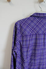 Cabela's Purple & Gray Plaid Button Down Shirt | L
