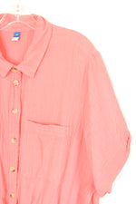 Old Navy Coral Short Sleeve Button up Romper | 3XL