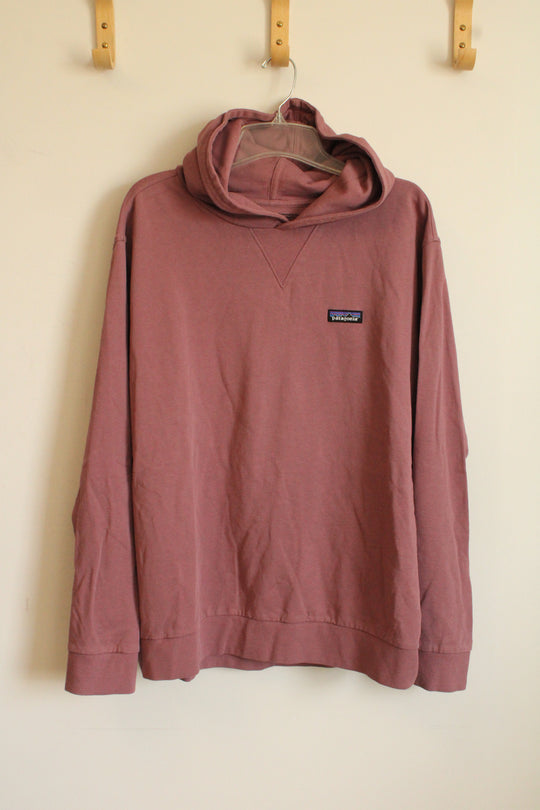 Patagonia Dusty Pink Organic Cotton Hooded Sweatshirt | XL