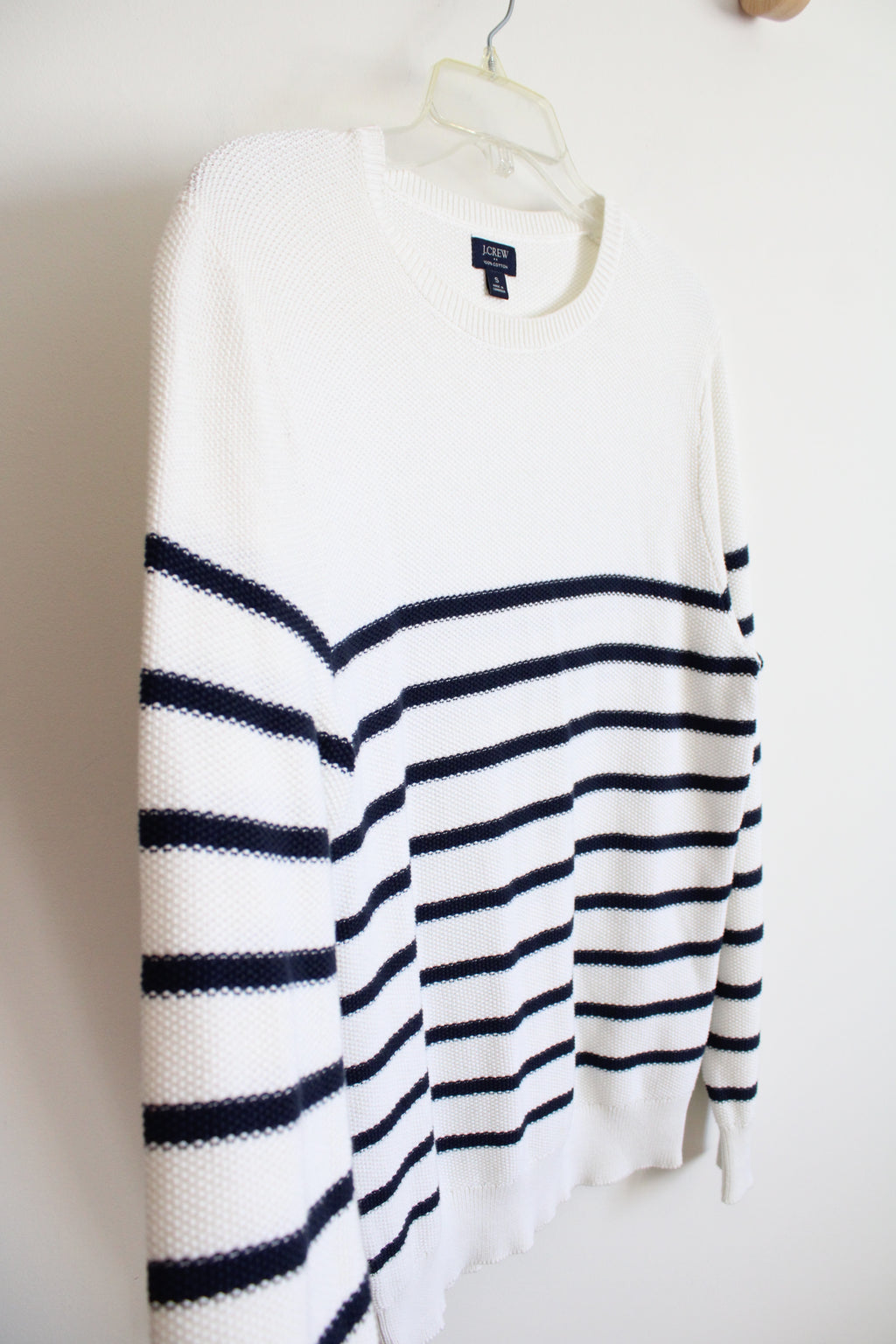 J.Crew White & Navy Striped Sweater | S