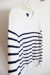 J.Crew White & Navy Striped Sweater | S