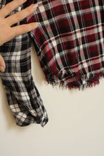 Catherine Malandrino Maroon Black White and Blue Mixed Plaid Button Down Shirt | S