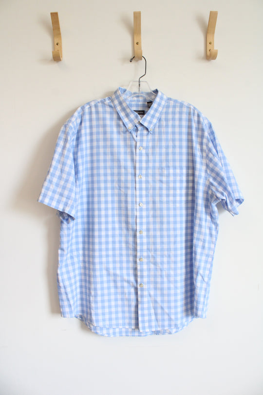 Van Heusen Classic Fit Blue & White Plaid Button Down Shirt | XL