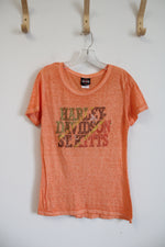 Harley-Davidson SL Kitts Sequined Orange Shirt | M
