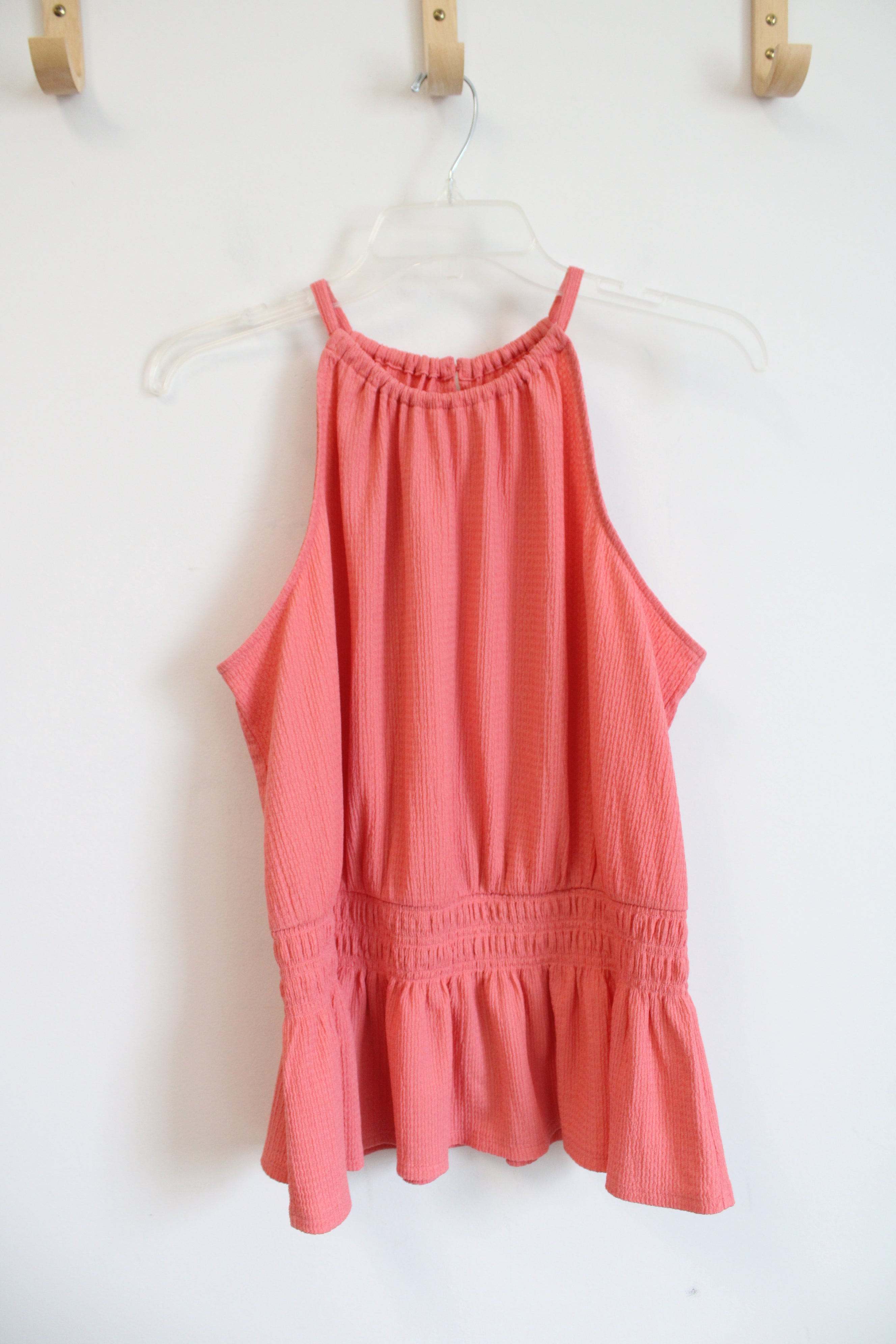 Nine West Coral Pink Halter Neck Peplum Top | L