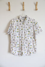 Aeropostale White Tropical Print Button Down Shirt | L
