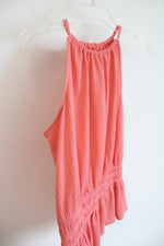 Nine West Coral Pink Halter Neck Peplum Top | L