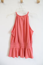 Nine West Coral Pink Halter Neck Peplum Top | L