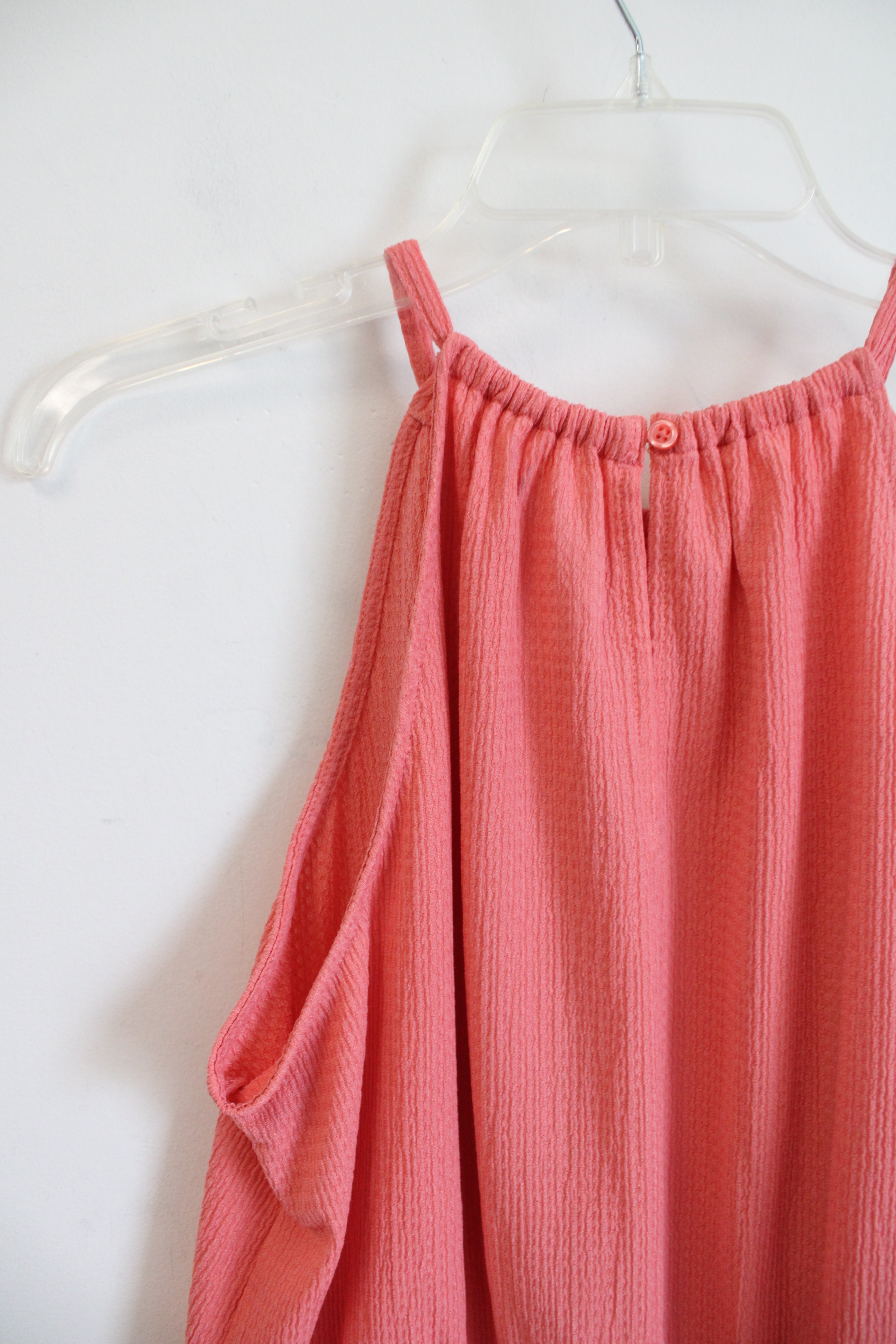 Nine West Coral Pink Halter Neck Peplum Top | L