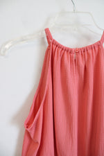 Nine West Coral Pink Halter Neck Peplum Top | L