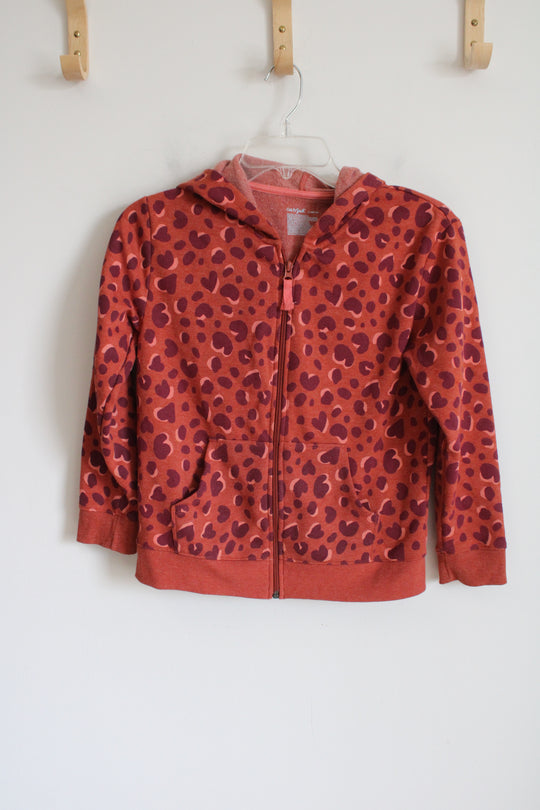 Cat & Jack Orange Purple Leopard Print Fleece Lined Hoodie Jacket | Youth L (10/12)
