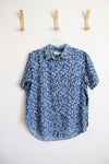 LOFT Blue Chambray Floral Button Down Top | M