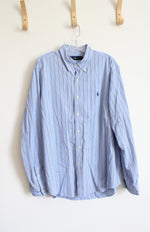 Ralph Lauren Blue & White Striped Button Down Shirt | XL
