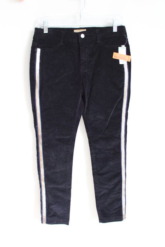Roebuck & Co. Black Corduroy Sequined Stripe Pants | 10 1/2-12 1/2