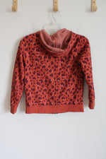 Cat & Jack Orange Purple Leopard Print Fleece Lined Hoodie Jacket | Youth L (10/12)