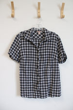 White Stag Black & White Plaid Button Down Shirt | XL