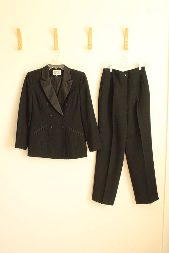 Casper Petite Black Tuxedo Blazer with Pants Set | 2P