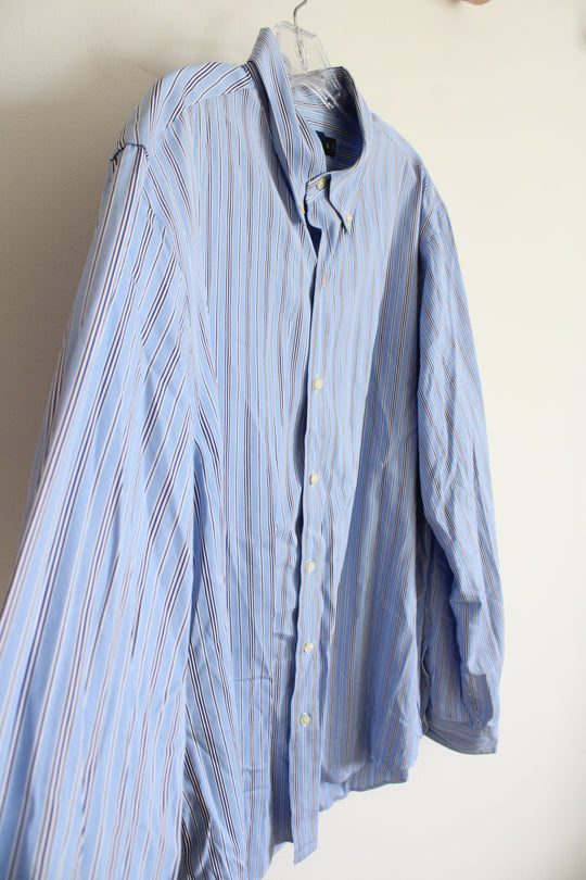 Ralph Lauren Blue & White Striped Button Down Shirt | XL