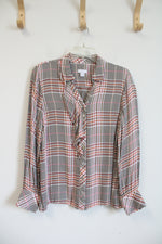 J.Jill Pink Black & White Plaid Button Down Top | S