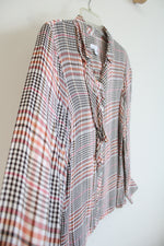 J.Jill Pink Black & White Plaid Button Down Top | S