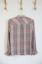 J.Jill Pink Black & White Plaid Button Down Top | S