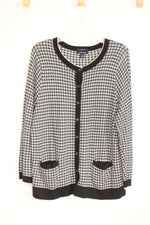 Lands' End Black and White Houndstooth Sweater Cardigan | 1X