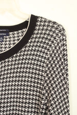 Lands' End Black and White Houndstooth Sweater Cardigan | 1X