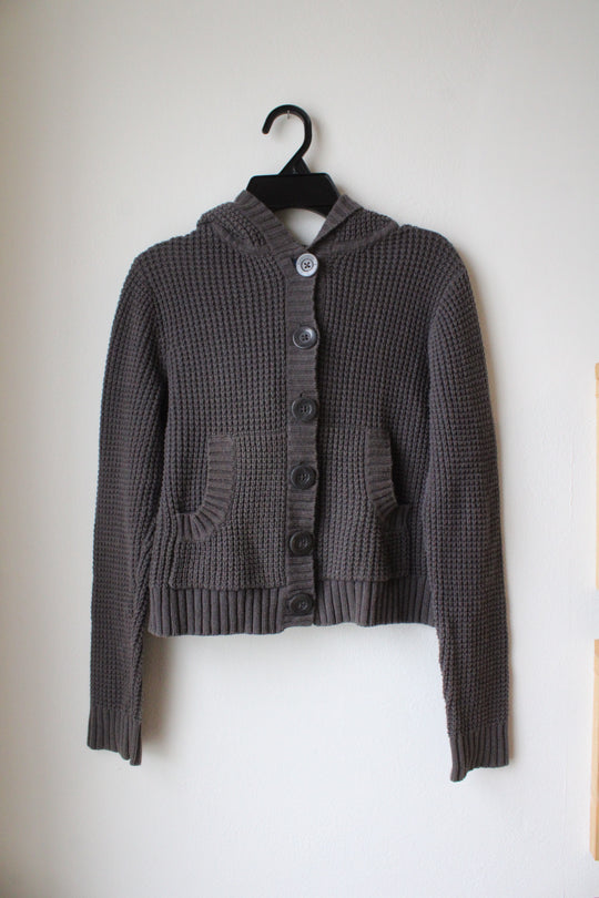 Children's Place Gray Knit Hooded Sweater | Youth XL (14)