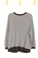 Lands' End Black and White Houndstooth Sweater Cardigan | 1X