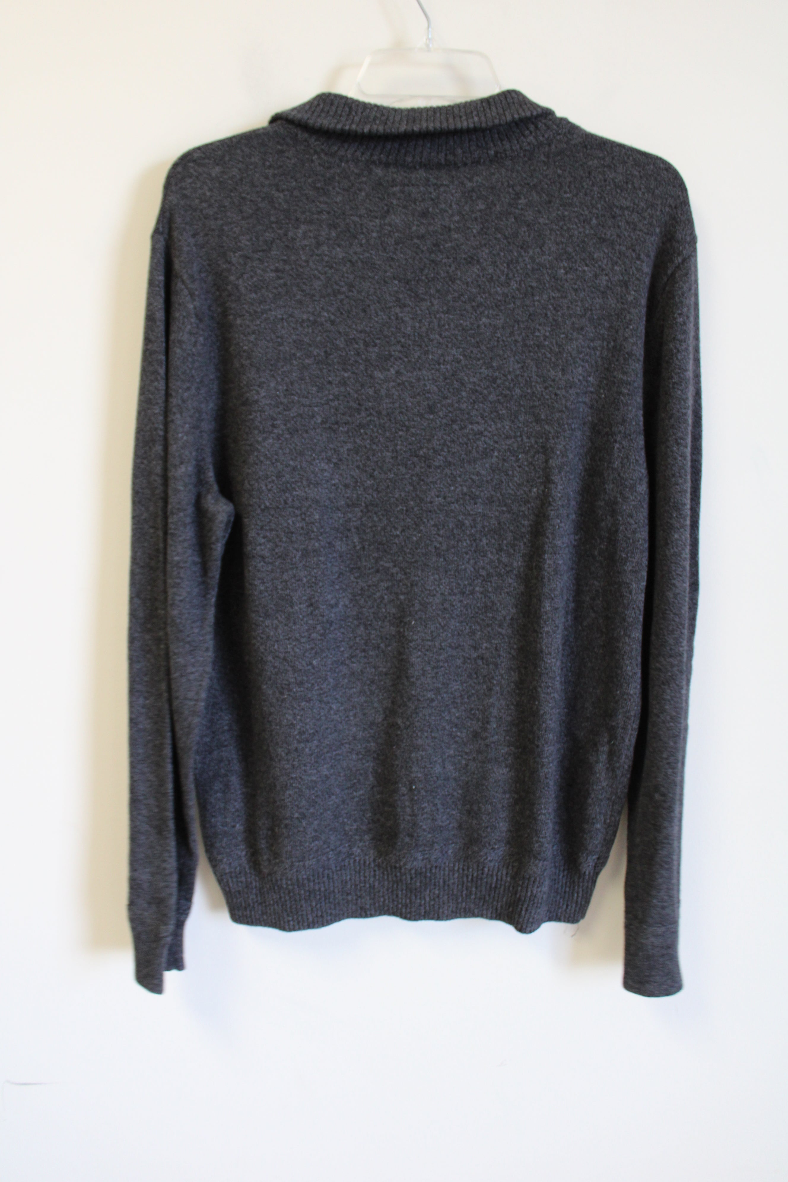 American Eagle Classic Fit Gray Knit Collared Sweater | L