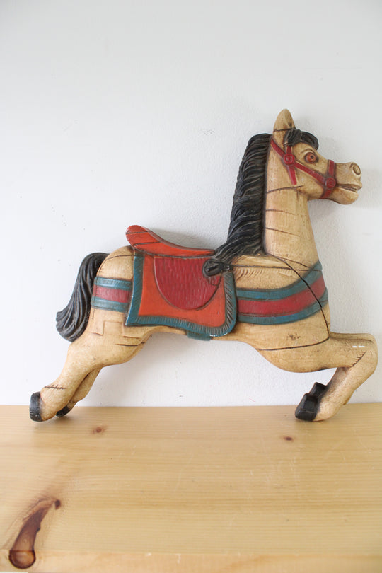 Vintage Mid-Century Wood Carousel Horse