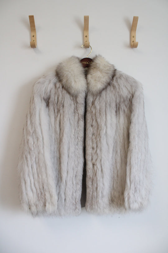 Saga Fox White/Gray Fur Coat | M