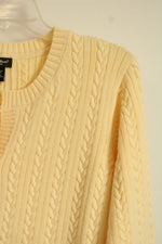 Eddie Bauer Pale Yellow Cable Knit Cardigan Sweater | XL