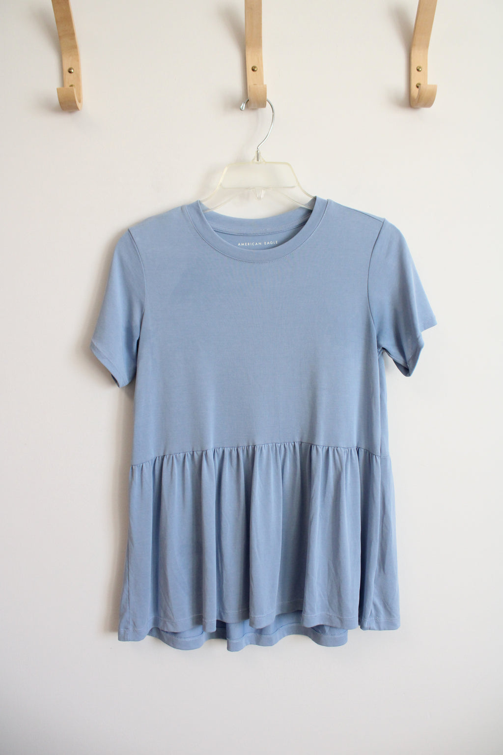 American Eagle Dusty Blue Peplum Top | XXS