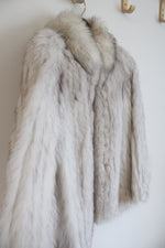 Saga Fox White/Gray Fur Coat | M